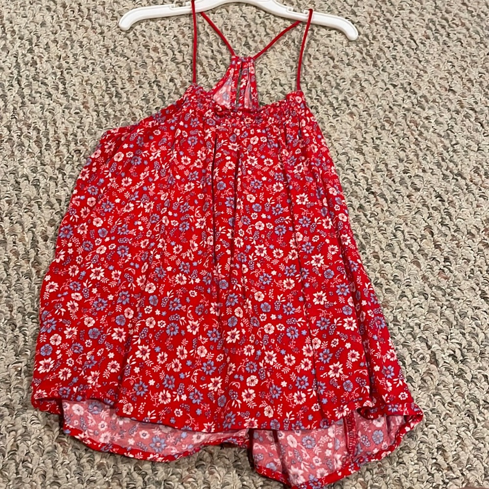 Red floral tank top